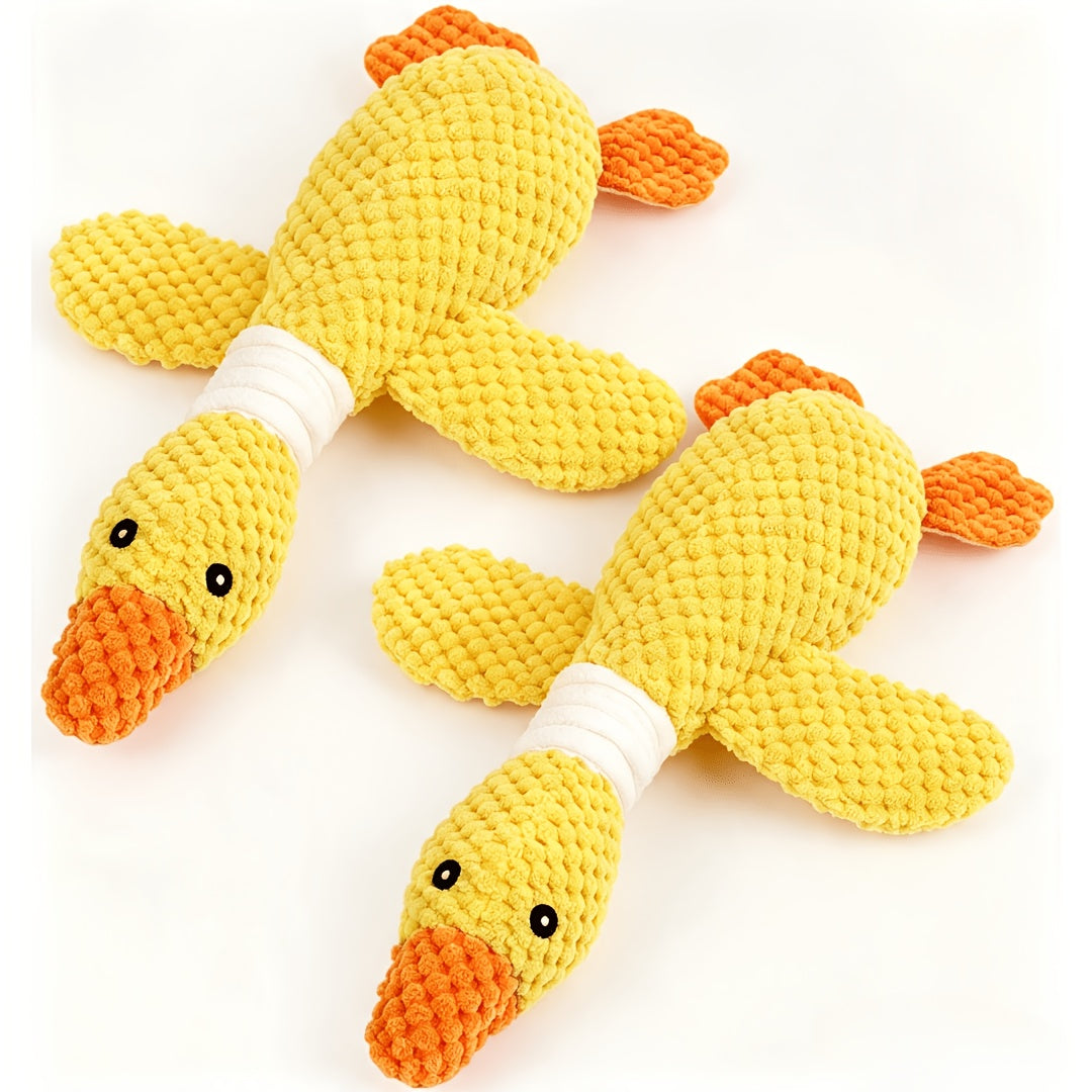 Duck Squeaky Plush Dog Toy 1 or 2 Pack - Indestructible Crinkle Chew Toy for Aggressive Chewers and Teething Puppies, Durable Goose Design for Small Medium and Large Breed Dogs