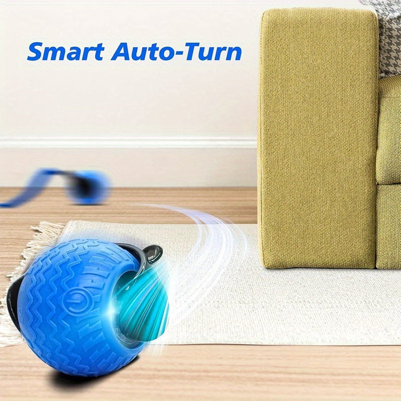 Interactive Cat Toy for Indoor Cats - Automatic Moving Ball with Feather Tail, 360° Self-Rolling Electric Toy Ball for Adult & Kitten, Two Speed Modes, Boredom Buster Pet Gift