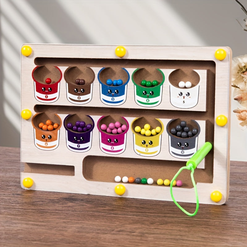 Wooden Color Bead Maze Puzzle for Toddlers Color Coded Bead Sorting Roll-On Activity Early Learning Educational Toy for Boys Girls Color Recognition Fine Motor Skills Development Birthday Gift Ages 1 2 3