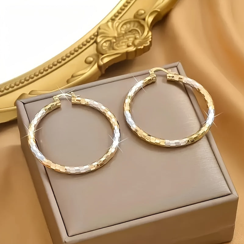 14K Gold Plated Earrings Set 4 Pairs for Women – Hoop Stud and Pendant Mix Durable Circle Earrings for Daily Wear Parties Year-Round Versatile Jewelry Gift
