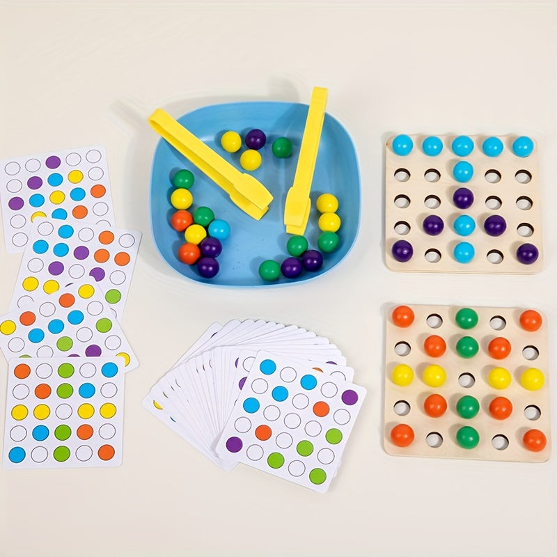 Wooden Bead Picking Competitive Game for Kids & Family - Fine Motor Skills Educational Toy, Beads Battle Chopstick Dexterity Game, Fun Gift for Boys Girls Ages 3+, Halloween Christmas Birthday Present