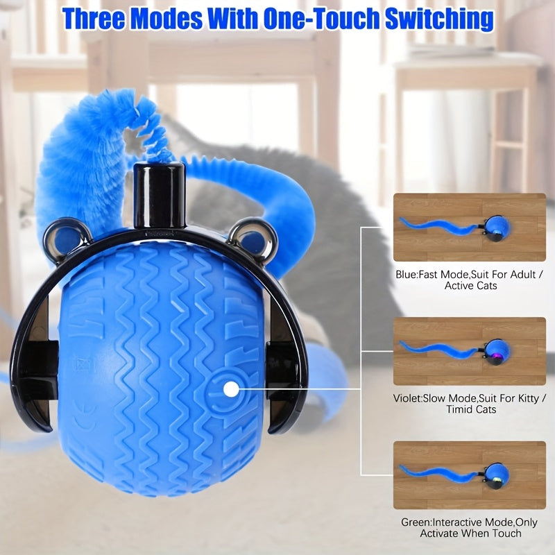 Interactive Electronic Rolling Ball Cat Toy – Automatic Smart Chase Ball with Tail for Indoor Cats & Kittens, Boredom-Busting Self-Moving Pet Toy for Adult Cats
