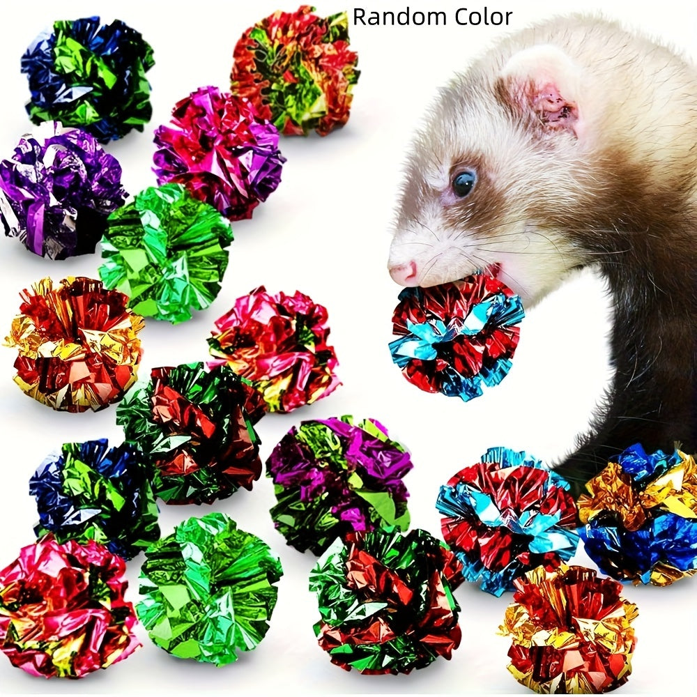 24 Pack Crinkle Balls for Cats Mylar Foil Cat Toy Balls Multicolor Shiny Crinkly Sound Indoor Cat Kitten Exercise Toy Set Lightweight Interactive Cat Toys