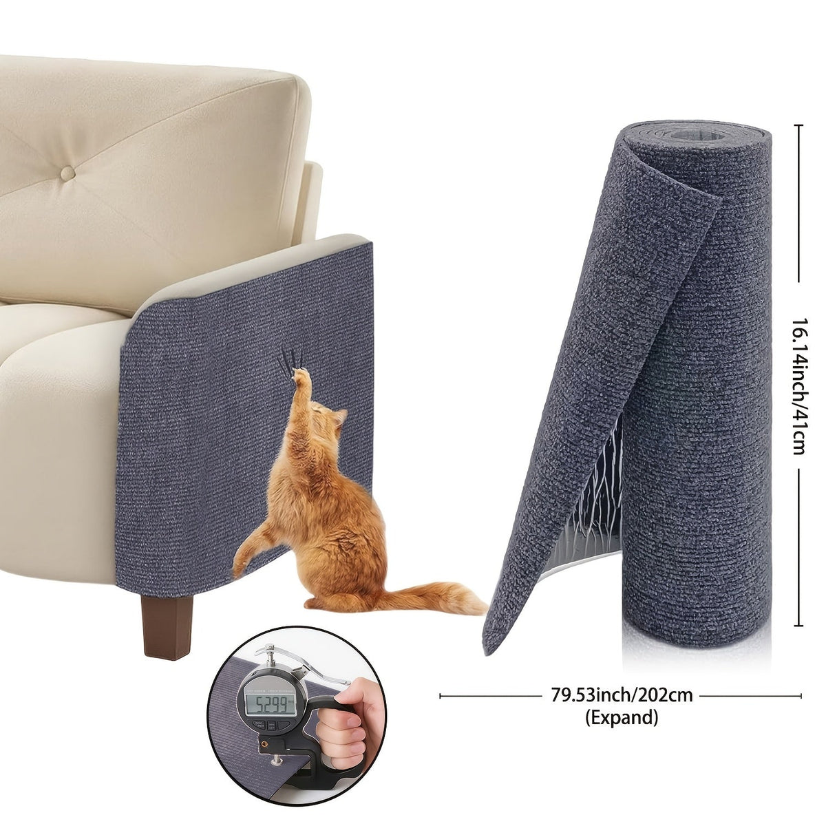 Cat Scratch Furniture Protectors Self-Adhesive - Trimmable Sofa & Wall Scratch Guards, Durable Cat Scratching Deterrent Pads for Couch, Chair, Door Frame