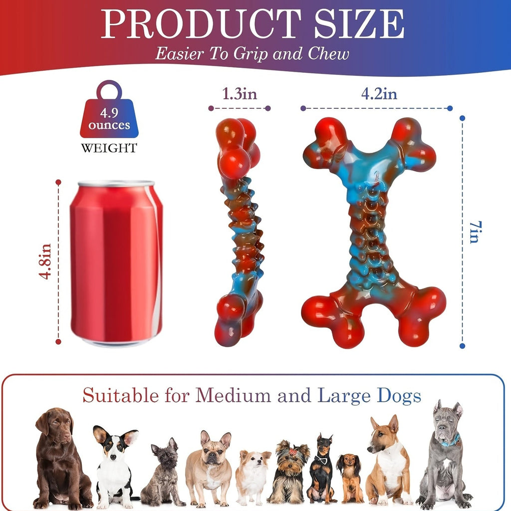Tough Dog Chew Toys for Aggressive Chewers - Indestructible Nylon Bone for Large Medium Breeds, Puppy Teething Chew, Beef & Peanut Butter Flavors, Keeps Dogs Busy