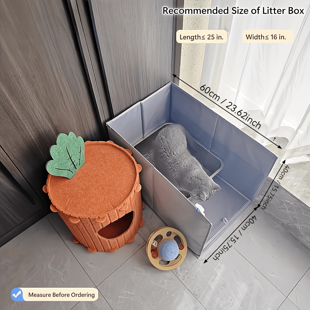 Foldable Splash-Proof Cat Litter Box Fence, Portable Open-Top Cat Litter Box Baffle & Surround Guard, Anti-Mess Litter Scatter Shield for Cats, Easy Clean Collapsible Cat Litter Mat Enclosure