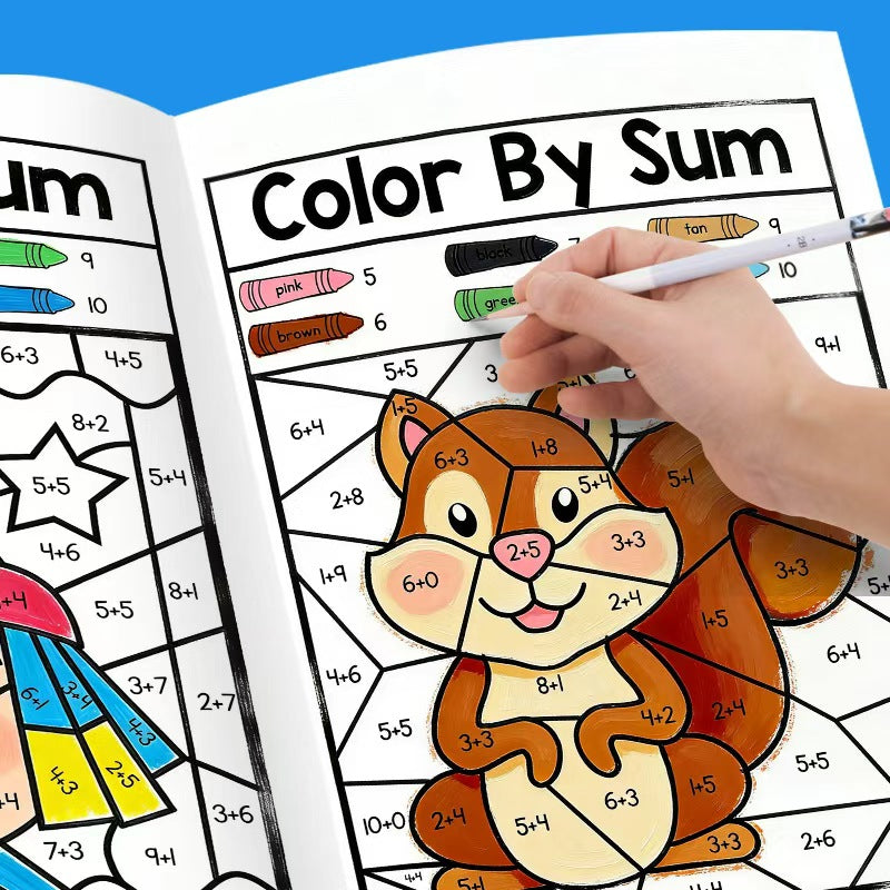 Color by Number Activity Book for Kids - Number Coloring Book with Addition & Subtraction Math Practice, Early Learning How to Draw Craft Kit, Fun Educational Workbook for Boys & Girls Ages 3-8