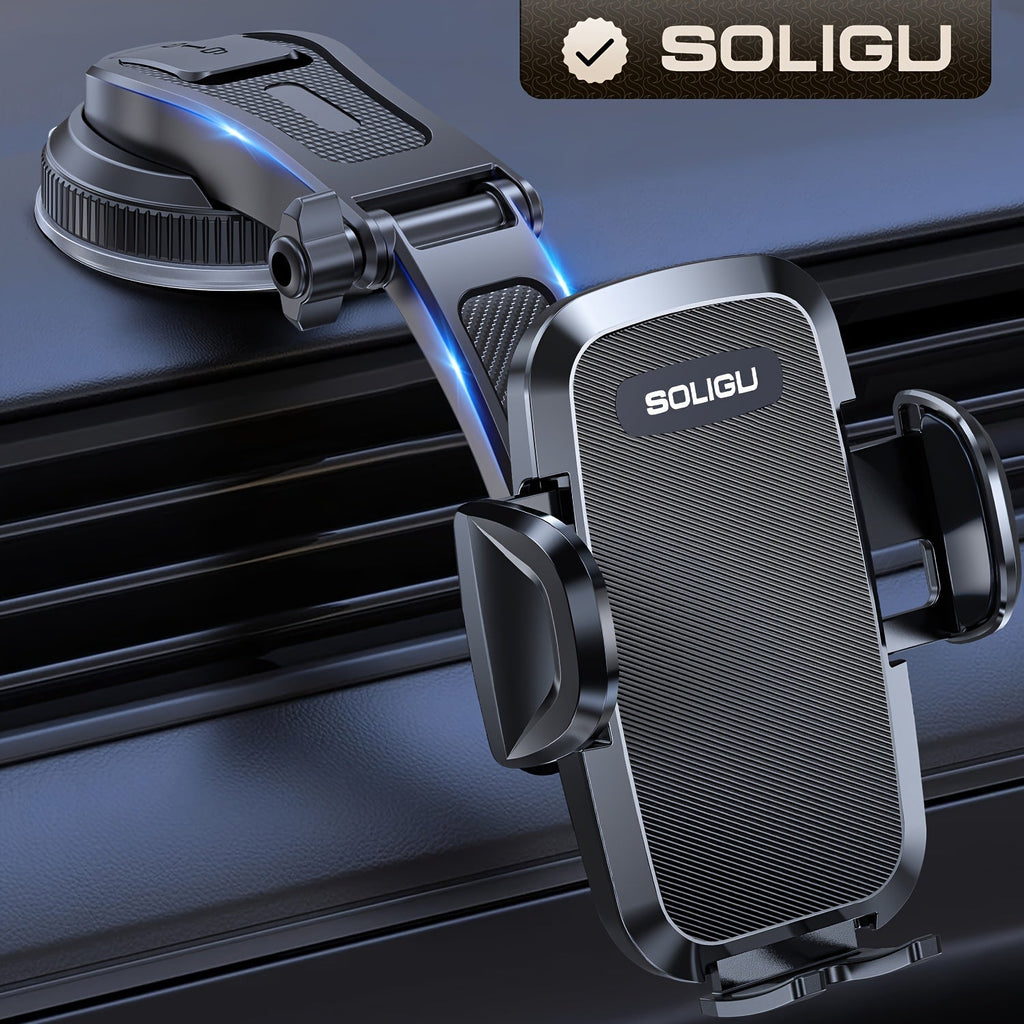 Universal Car Phone Holder 360° Rotatable Dashboard Mount – Retractable Cradle Fits All Phones iPhone Samsung, Adjustable Horizontal & Vertical Viewing, Secure Grip Car Phone Mount