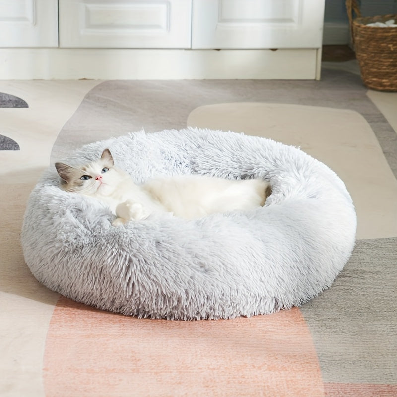 Large Round Cat Bed All Seasons - Soft Comfortable Circular Cat Nest for Cats and Small Dogs, Universal Pet Sleeping Mat with Plush Cushion for Indoor Pets
