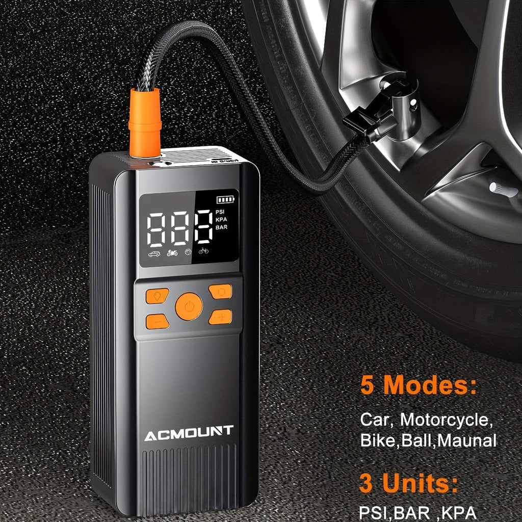 Portable Tire Inflator Air Compressor 150PSI Cordless – 2X Faster Inflation Digital Pressure Gauge LED Light for Car Bike Motorcycle Ball, Rechargeable Auto Air Pump