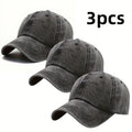 3-Pack Retro Washed Dad Hat – Adjustable Unisex Baseball Cap with Buckle, Casual Vintage Style Sports Hat for Men & Women, Neutral Colors, Durable Everyday Hat