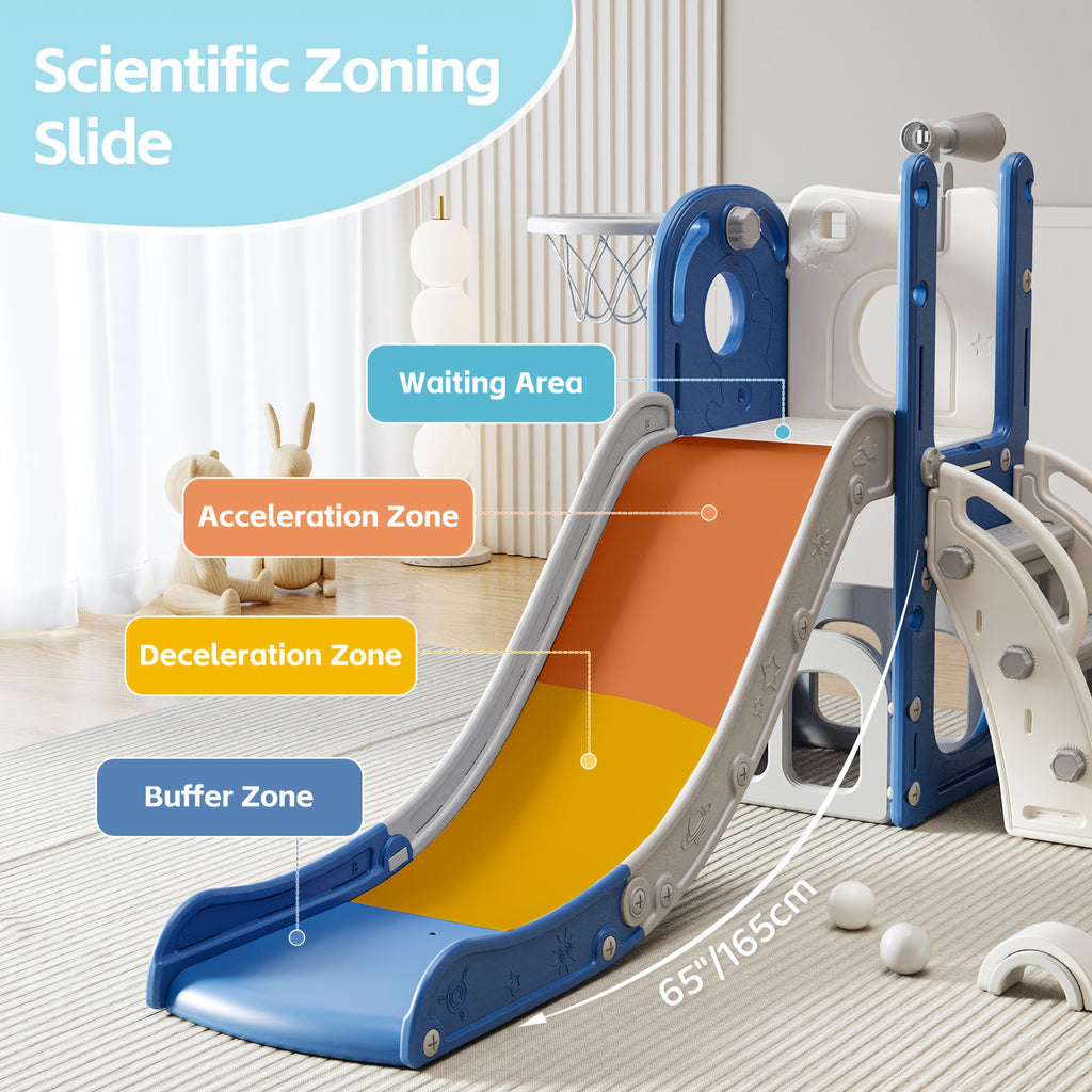 Toddler Slide & Kids Climber Playset - L-Shaped Indoor Outdoor Playground with Basketball Hoop, Storage & Telescope | Easy Assembly Gift for Boys and Girls Ages 1-6