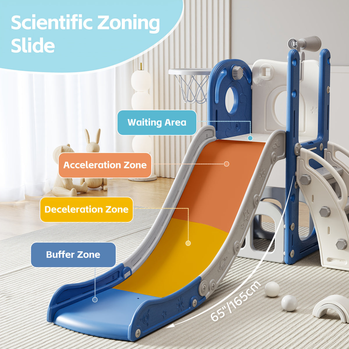 Toddler Slide & Kids Climber Playset - L-Shaped Indoor Outdoor Playground with Basketball Hoop, Storage & Telescope | Easy Assembly Gift for Boys and Girls Ages 1-6