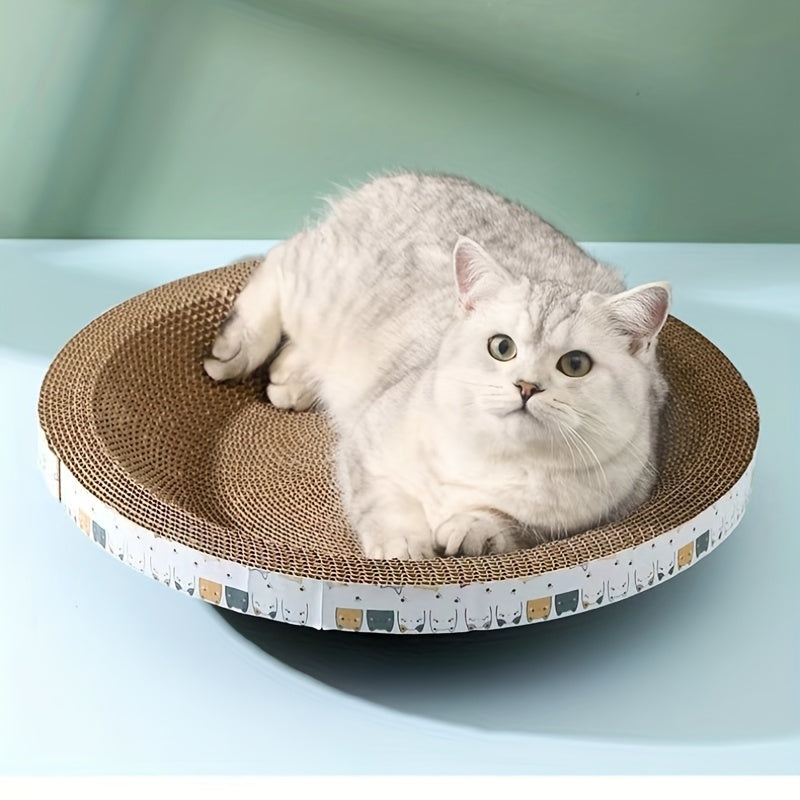 Arch-Shaped Cat Scratching Board Bowl – Corrugated Cardboard Cat Scratcher Pad with Curved Lounge Design, M (16.93") & L (18.5") Sizes for Indoor Cats & Kittens