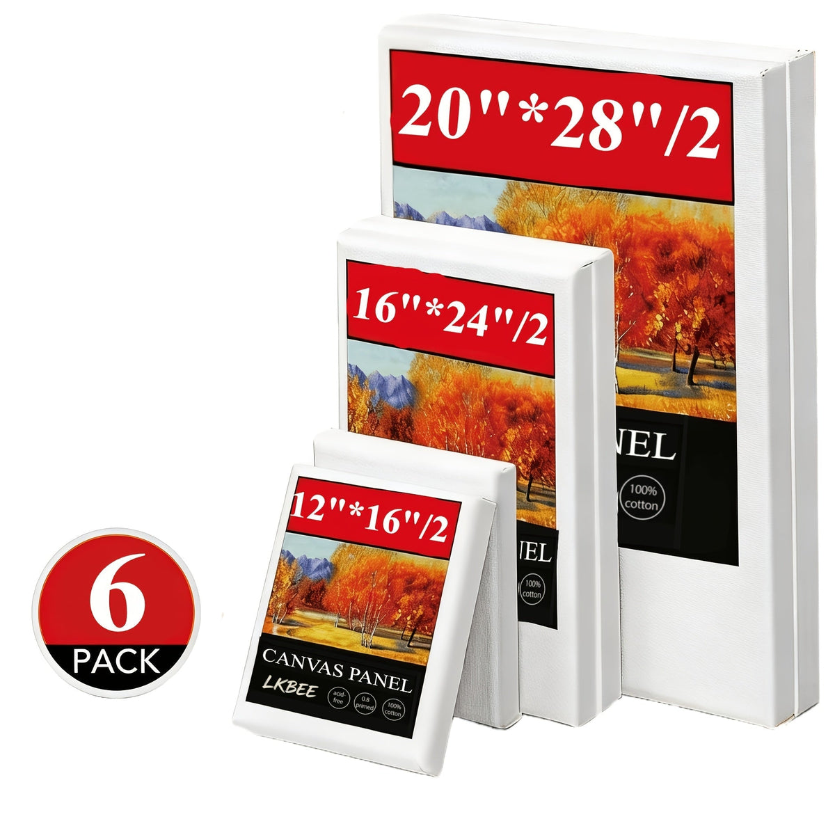 Stretched Canvas Board Set Round & Square Multi-Size Combo – 5 to 20 Piece Packs in 10x10, 11x14, 12x12, 16x16 & More – Ideal for Acrylic Pouring, Wet-on-Wet, Oil Painting & Classroom Teaching