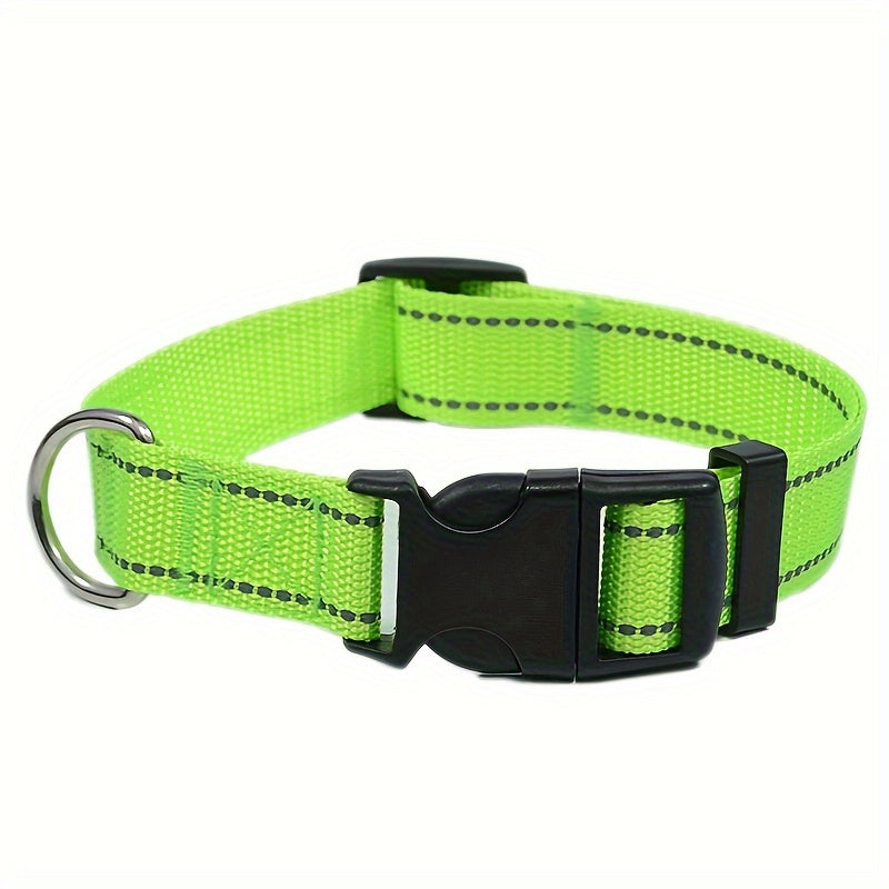 Reflective Adjustable Dog Collar for Small Medium Large Dogs & Cats – Safety Night Visibility Pet Collar with Durable Buckle, Comfortable Everyday Dog Collar