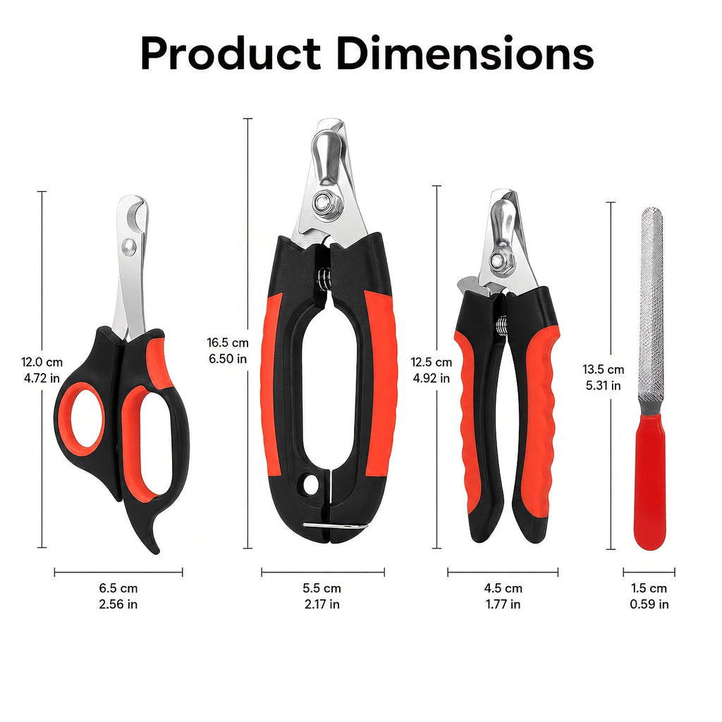 Pet Nail Clipper & Grooming Set 4 Piece - Stainless Steel Dog Cat Nail Trimmer Kit with Large & Small Clippers, Scissors & Nail File, Professional Paw Care Tools for Dogs & Cats