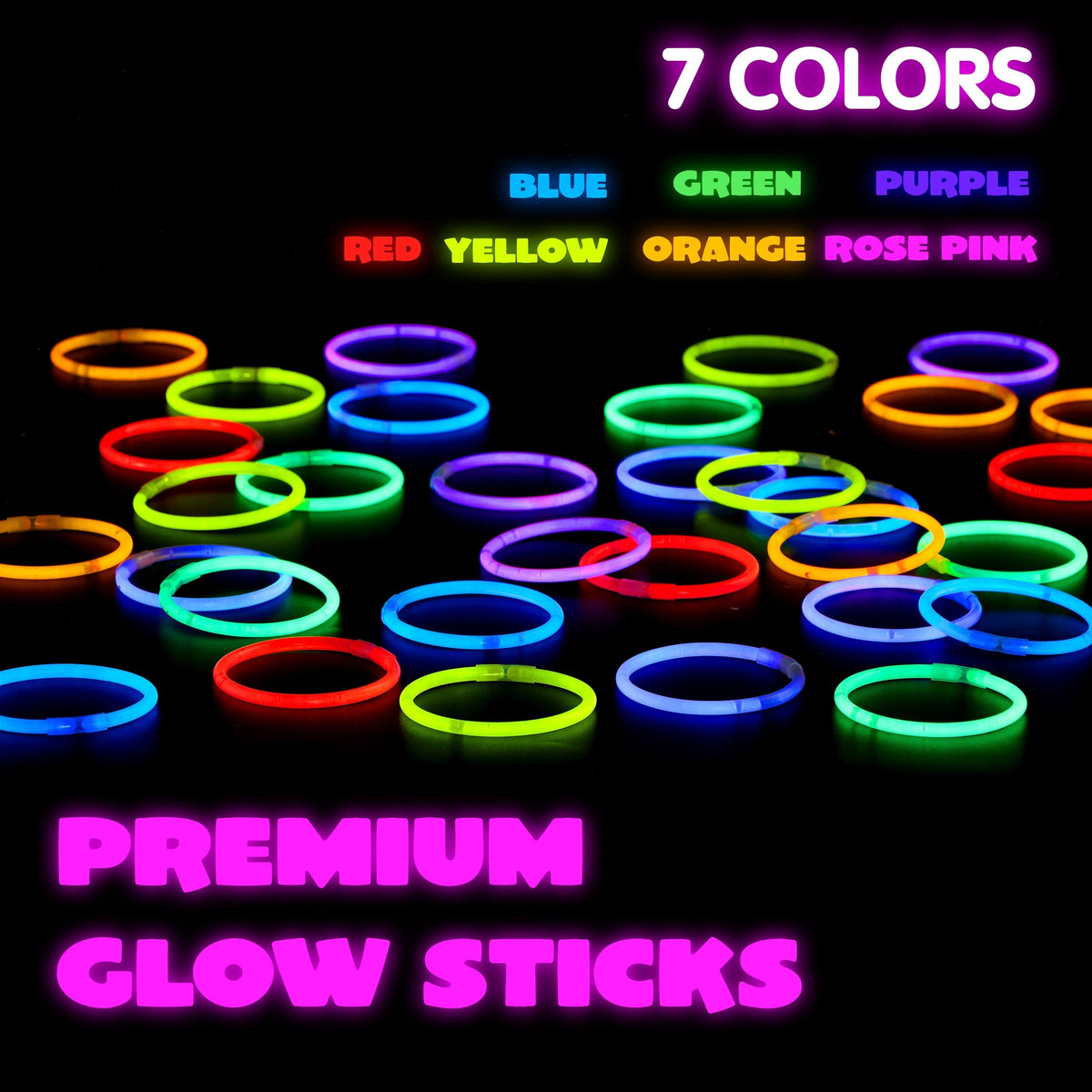 144 Pack Glow Sticks Bulk 8 Inch 10-14 Hour Glow 7 Vibrant Colors Bracelets Necklaces Glow in the Dark Party Supplies for Halloween Christmas New Years Eve Concert Festival Birthday Party Favors