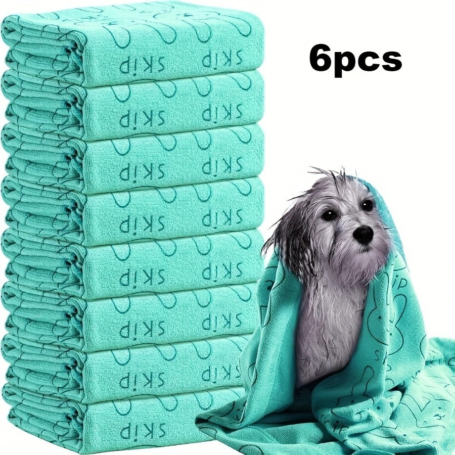 Dog Towels for Bathing Set of 6 - Quick-Dry Microfiber Dog Bath Towels, Super Absorbent Polyester Grooming Towel for Small Medium Large Breeds, Soft Pet Drying Towel Multi-Pack