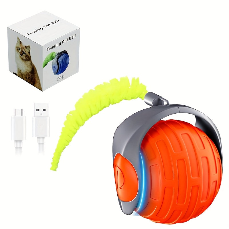 Self-Rolling Interactive Pet Ball for Cats & Dogs - Smart Automatic Moving Electric Toy Ball, Indoor Rolling Ball for Cat & Dog Exercise, Boredom Buster for Kittens & Puppies