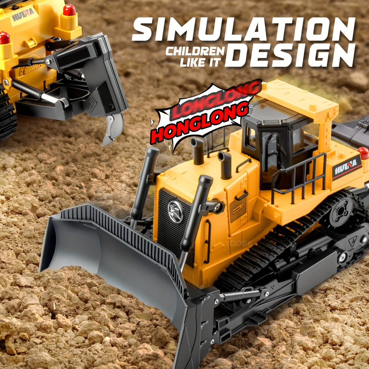 RC Bulldozer Remote Control Construction Vehicle 1:16 Scale 2.4GHz 11 Channel Front Loader Dozer Toy for Kids 8+ Outdoor Sand Climbing Truck Holiday Gift Yellow