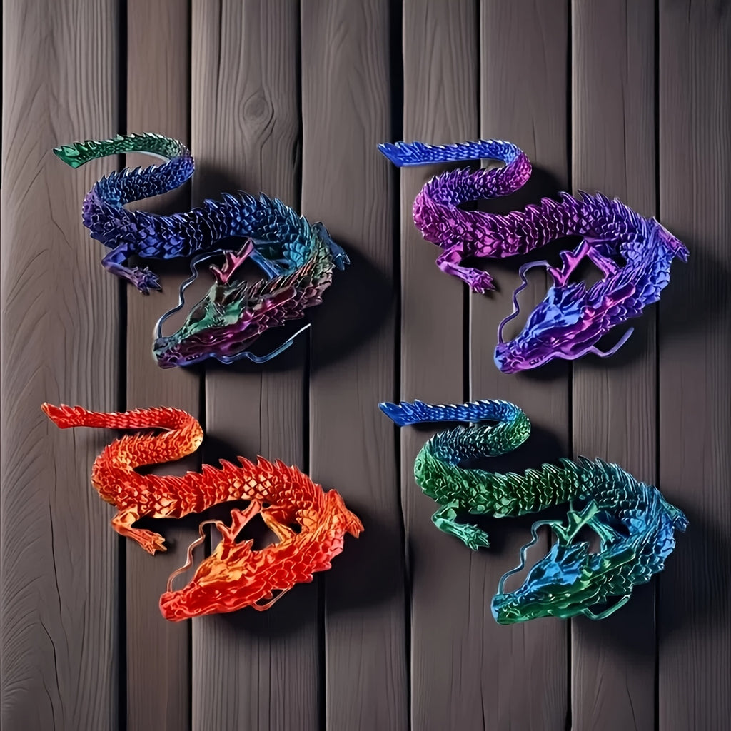 4pcs 3D Printed Crystal Dragon Statue Set Collectible Figures Modern Home Office Event Decor Crystal Sculpture Display Art Gift for Dragon Collectors Ages 14+