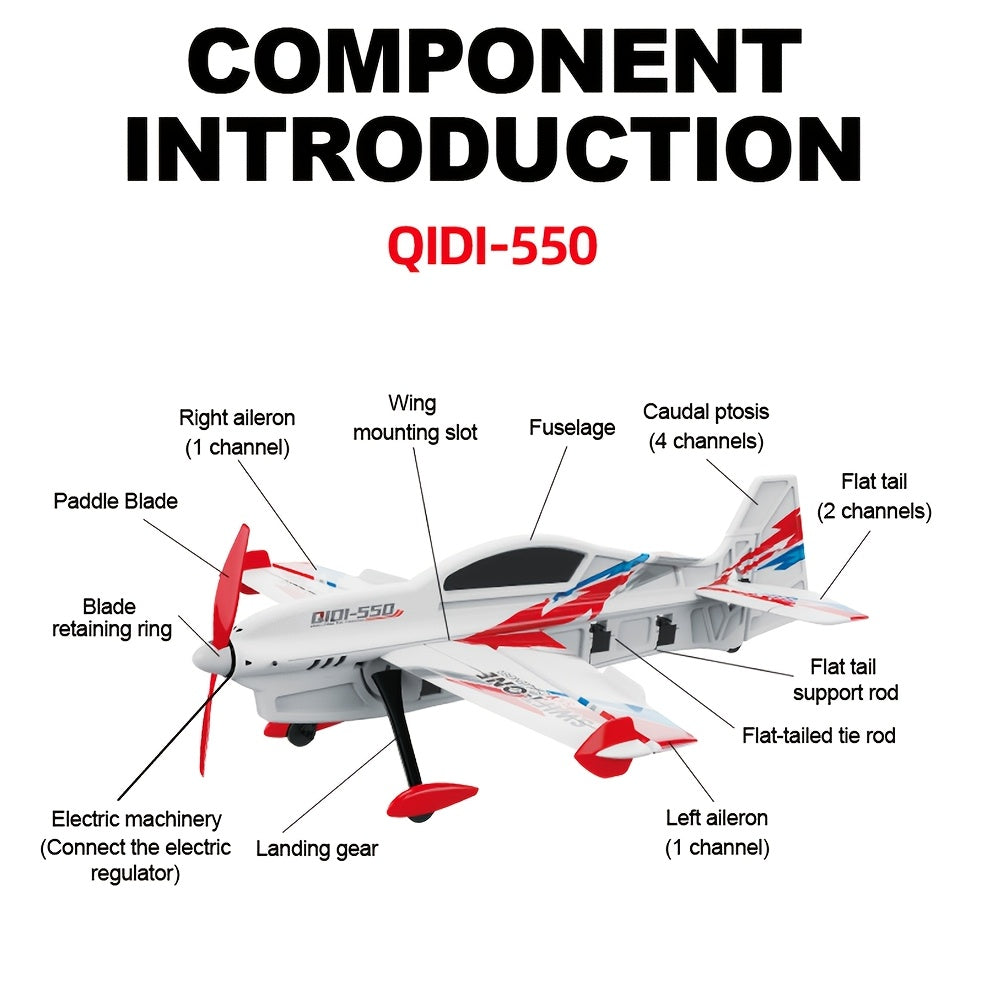 6CH RC Plane Brushless Motor Remote Control Aircraft One-Key Stunt Aerobatics RC Glider Airplane Toy for Beginners and Experienced Pilots with Two Batteries Included
