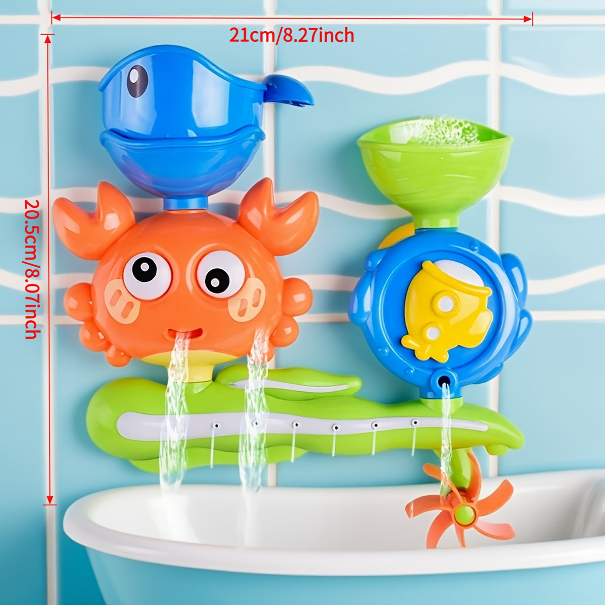 Kids Suction Cup Bath Toy Set – Interactive ABS Colorful Stacking Toys for Toddlers, Motor Skills & Sensory Play, Bathtub Toy Gift for Boys & Girls (Green / Red)