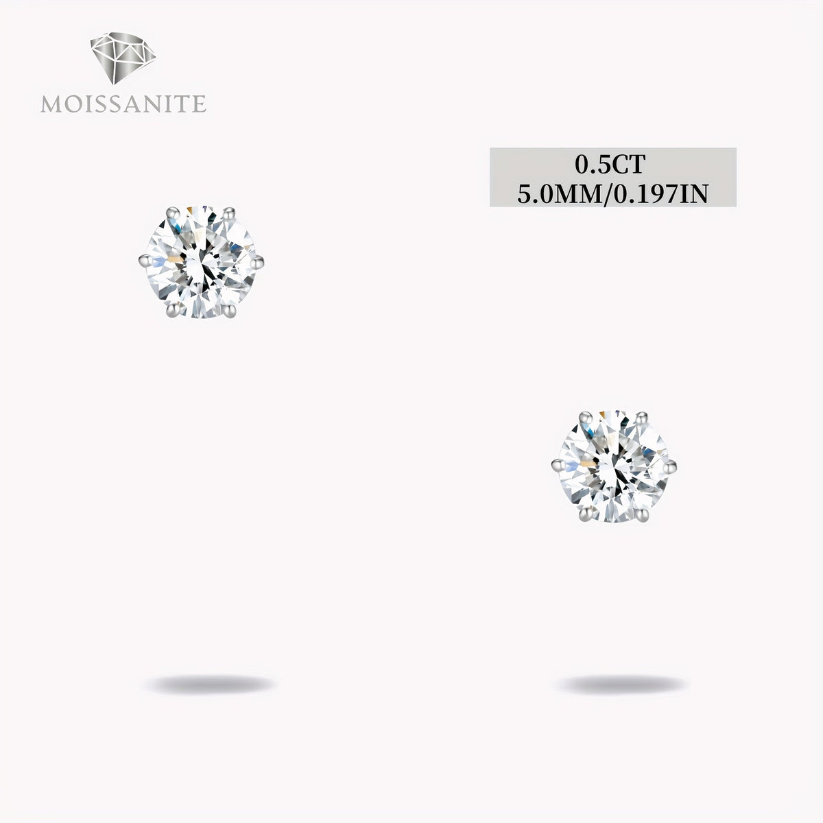 Moissanite Stud Earrings D Color VVS Brilliant Round Cut S925 Sterling Silver – 1CT to 10CT Options, Velvet Pouch & Polishing Cloth Included, Perfect Birthday, Christmas & Valentine’s Day Gift (4.25g)