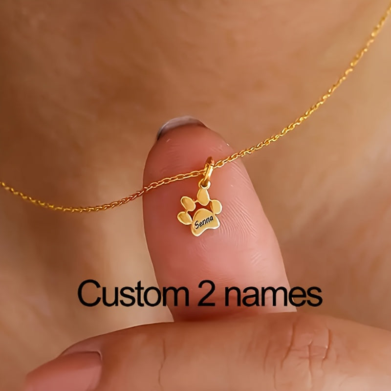 Custom Carved Dog Paw Print Necklace – 1 to 5 Paws Personalized Pet Commemorative Jewelry, Elegant Gift for Pet Lovers for Valentine’s Day, Christmas & All Seasons
