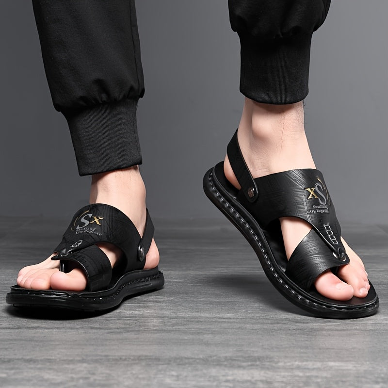 Men's Hiking Sandals with Arch Support – Slip-On Sports Beach Walking Sandals, Lightweight Casual Outdoor Shoes, Black Grey Brown, Sizes US 7–13.5, All Season Comfort