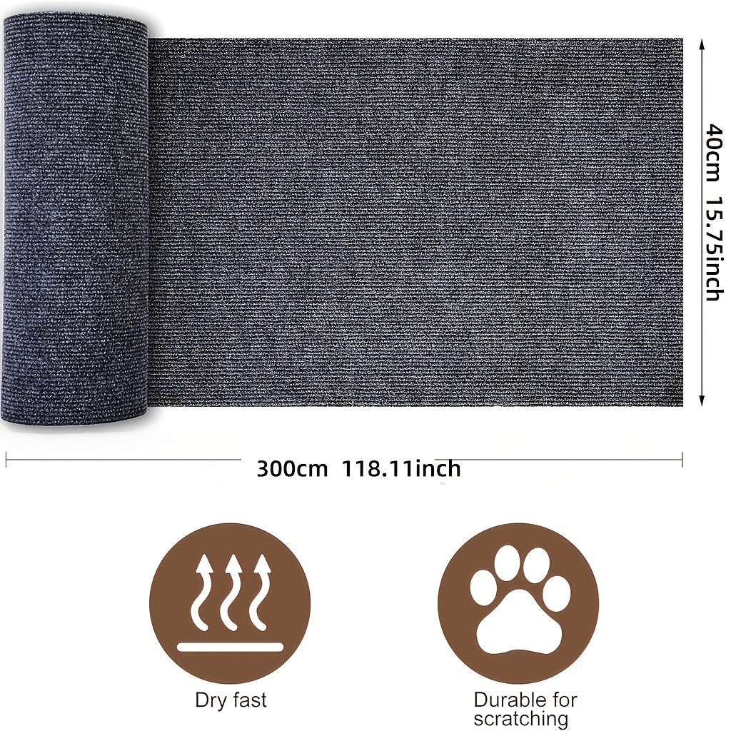 Self-Adhesive Cat Scratching Mat Roll – 15.75x118in Polyester Scratch Guard Tape for Furniture, Sofa, Door & Wall, Durable Cat Scratch Deterrent Sticker, Protects Upholstery, 3 Colors