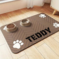 Personalized Pet Feeding Mat Custom Name - Large Non-Slip Water-Absorbing Quick-Dry Dog Cat Bowl Mat, Nordic Style Waterproof Placemat for Pet Food & Water Bowls, Custom Dog Cat Gift