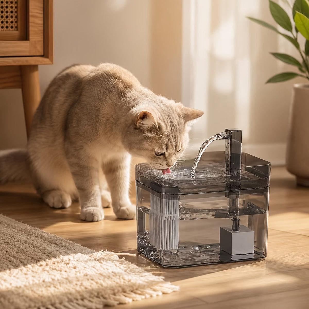 Pet Smart Drinking Fountain Automatic Recirculating Cat Dog Water Dispenser Ultra Quiet USB Powered Visible Water Level Easy Clean No Batteries Required