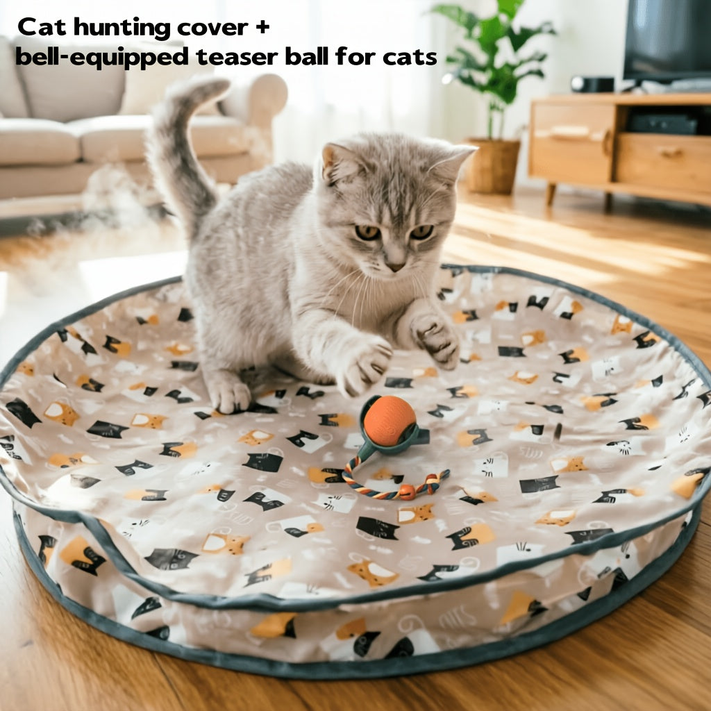 Electric Cat Teaser Ball with Hunting Cover - Smart Self-Entertaining Interactive Cat Toy, Scratch & Bite Resistant Hideaway Ball, Lightweight Quiet Auto-Moving Toy for Cats & Dogs, Great Pet Gift
