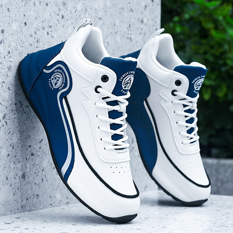 Men's Arch Support Anti-Slip Running Shoes – Lightweight Breathable Tennis Walking Gym Shoes, Corrective Sports Sneakers, White Blue & White Grey, Sizes US 7–12.5