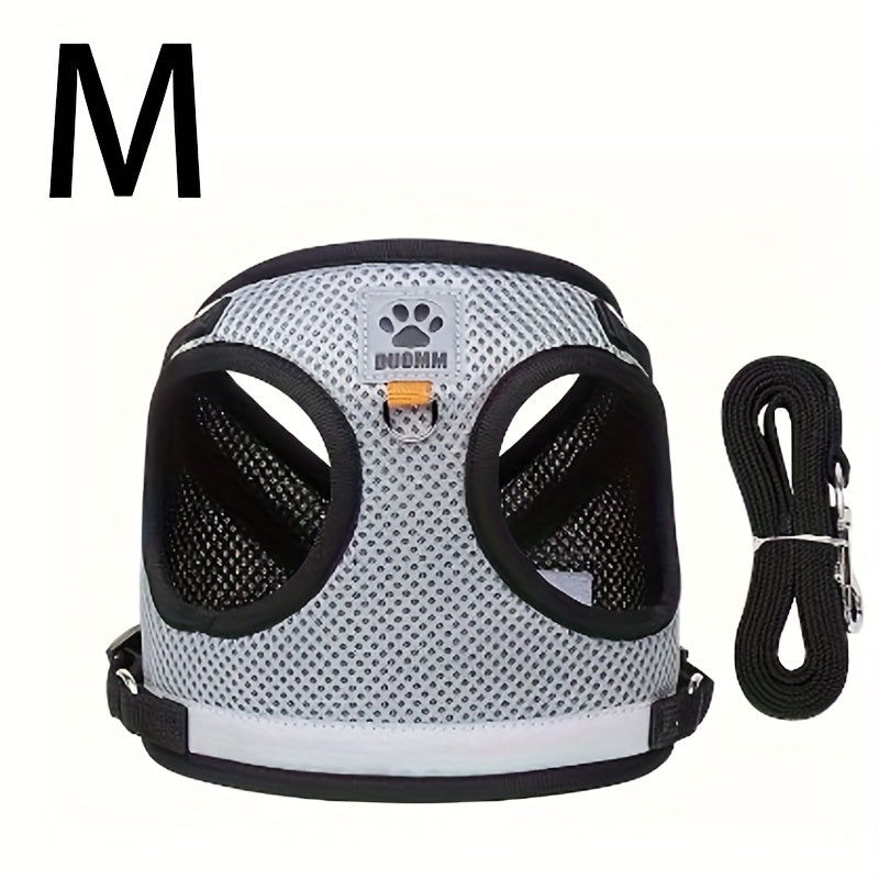 Cat and Dog Vest Harness with Leash Set Anti-Escape Breathable Mesh Pet Harness Anti-Breakaway Adjustable for Cats and Small Dogs Outdoor Walking Training
