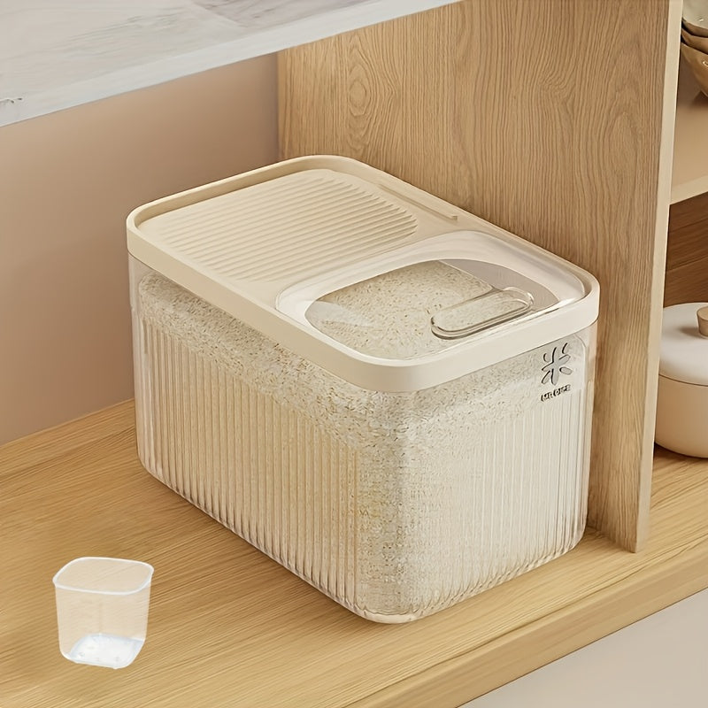Pet Food Storage Container with Measuring Cup – Airtight Dry Food Tank with Openable Window & Leak-Proof Design for Dogs, Cats & Small Animals, 2-Piece Set