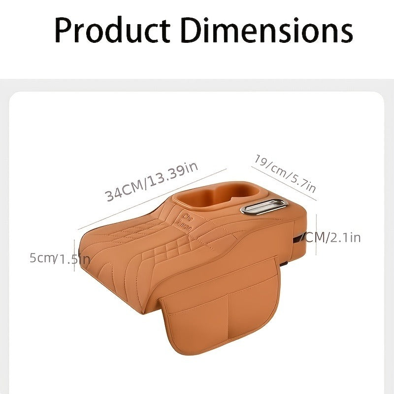 Car Center Console Armrest Pad Height Extender with Tissue Box and Cup Holder Storage Organizer Black Beige Orange Red Brown for Most Cars SUVs