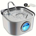 3.2L Automatic Cat & Dog Water Fountain – Stainless Steel Pet Water Dispenser with Multi-Filtration System, Visible Window, Motion Sensor, 2 Flow Modes, Silent Pump, Easy to Clean, for Cats Dogs Rabbits
