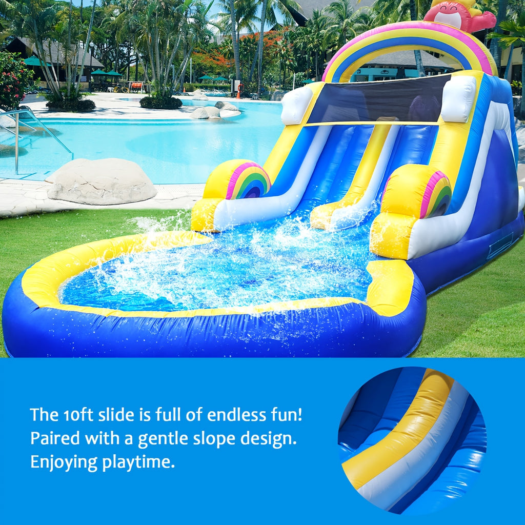 24.5 FT Inflatable Water Slide with Blower, Commercial Grade PVC Outdoor Water Slide 24.5x11x12 FT for Kids & Adults, Backyard Summer Fun Pool Party Slide - Heavy Duty, Easy Setup