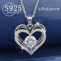 925 Silver 1-Carat Moissanite Heart Necklace for Women – Brilliant Sparkle Heart-Shaped Pendant, Classic Elegant Style for Parties, Vacation & Festive Occasions, Exquisite Birthday & Christmas Gift