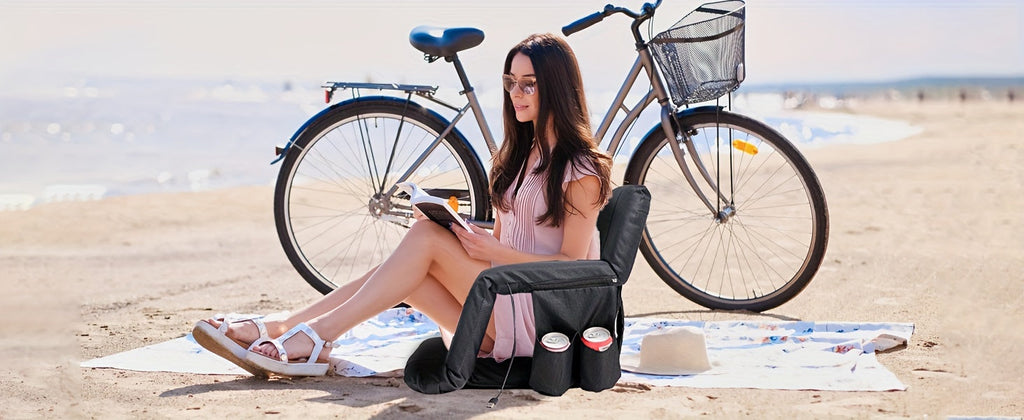 LILYPELLE Double Heated Stadium Seat with Back & Arm Support – Portable Bleacher Seat with 6 Reclining Positions, USB Heated Cushion for Sports Events, Outdoor Games, Travel & Hiking (Power Bank Not Included)