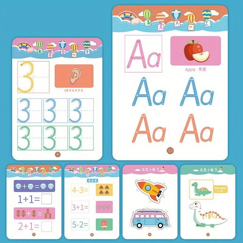 Erasable Reusable Whiteboard Activity Cards for Kids – 33-Page Pen Control Training Thinking Puzzle Toy with 2 Whiteboard Pens | Writing Tracing Practice for Preschoolers & Early Learners | Holiday Gift