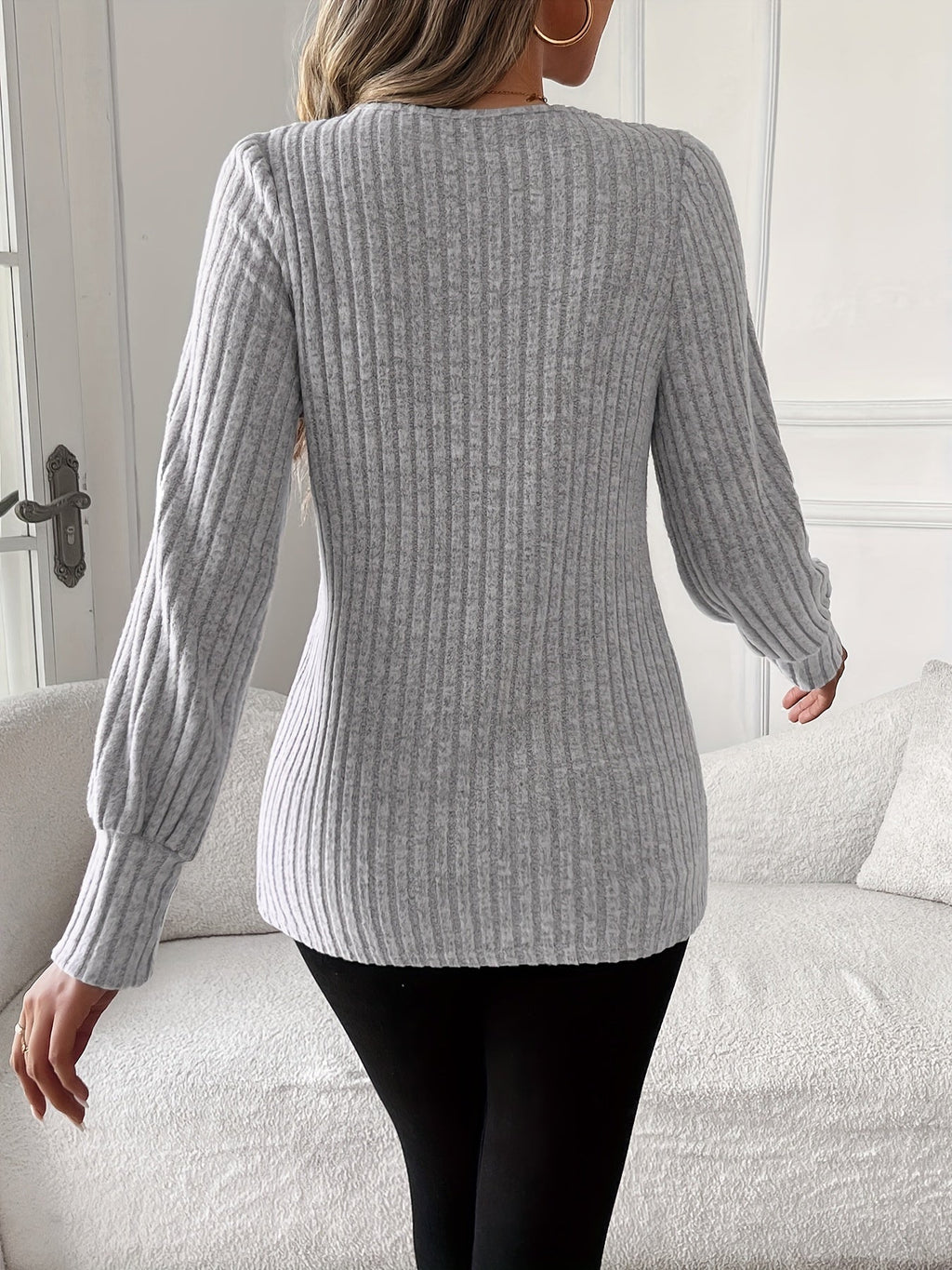 Lace Trim Long Sleeve T-Shirt Women Round Neck Elegant Casual Tops Soft Lightweight Blouse Pink Grey Blue S-XXL US Warehouse