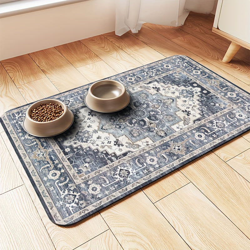 Pet Feeding Mat for Dogs & Cats - Waterproof Non-Slip Absorbent Food Bowl Mat 11.8x17.7 Inch, Washable Placemat for Messy Eaters, Splash-Resistant Easy Clean Dog & Cat Bowl Mat, Great Pet Owner Gift