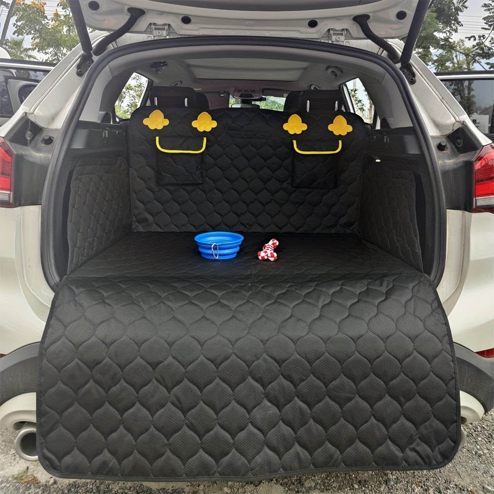 Adjustable SUV Cargo Liner for Dogs with Storage Pockets - Durable Knitted Fabric Trunk Protector for Cars & SUVs, Waterproof Pet Back Seat Dog Carrier Cover, 66.54x72.83 inch