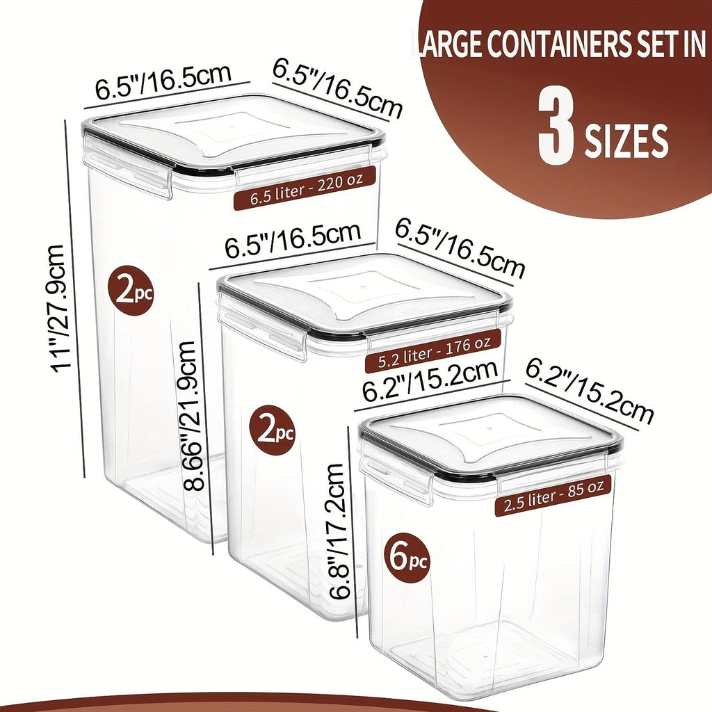 Airtight Food Storage Containers with Lids 10 Pack Set – BPA Free Cereal & Pantry Organizer for Flour Sugar Rice, Includes Measuring Cup, Labels & Marker