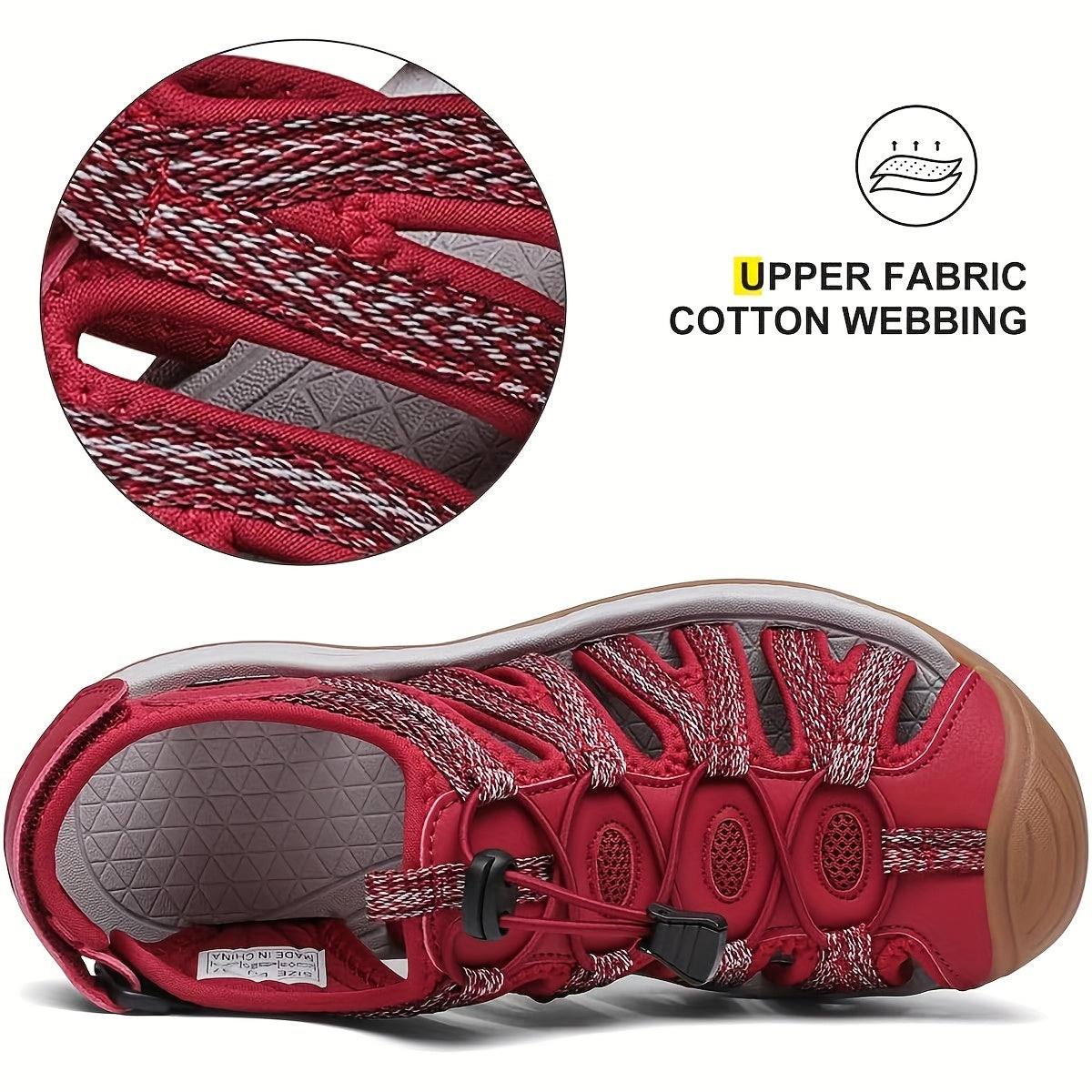 Women's Closed Toe Hiking Sandals, Lightweight Non-Slip Water Sandals with Adjustable Bungee Lace & Hook-Loop Strap, Breathable Athletic Sport Outdoor Shoes for Beach Camping Fishing Travel Walking