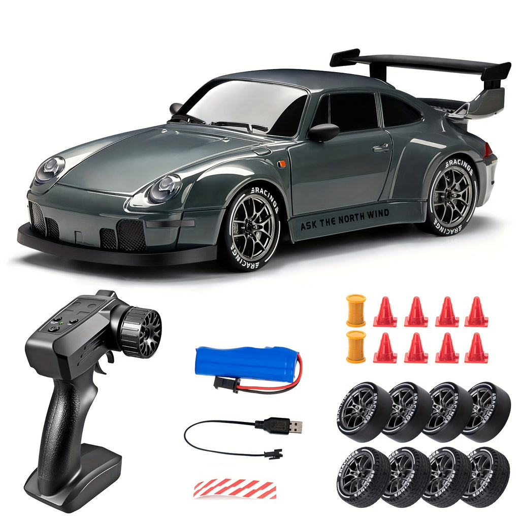 1:24 Scale RC Drift Racing Car 2.4G Remote Control - High Speed 20+ km/h with Drift Tires, LED Lights and Obstacle Course, Durable Rally RC Car for Kids Boys Teens and Adults, Birthday Christmas Gift